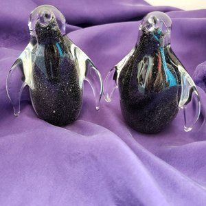 Murano Style Art Glass Pinguin Pair Figurines